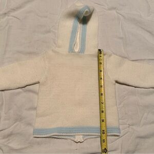 Vintage White With Baby Blue Stripe Hooded Sweater For Baby